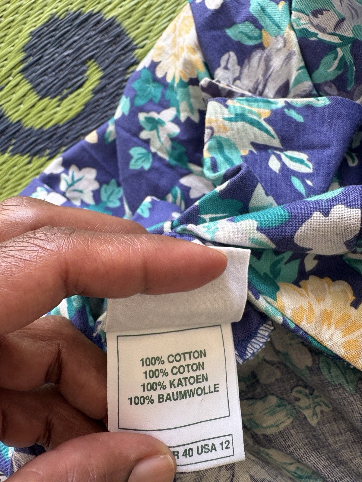 Laura Ashley Vintage Blue Floral Puff Sleeve Midi Dress UK 14 US 12 Cottagecore