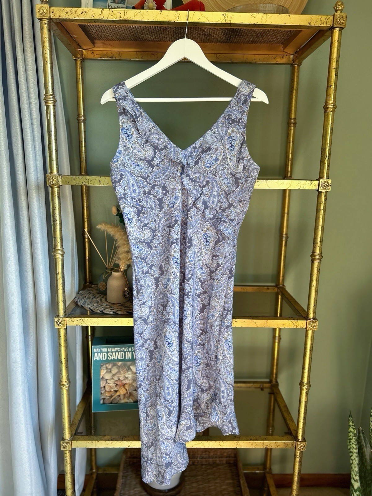 Vintage 90s Dress DBY Floral High Low Slinky Grunge