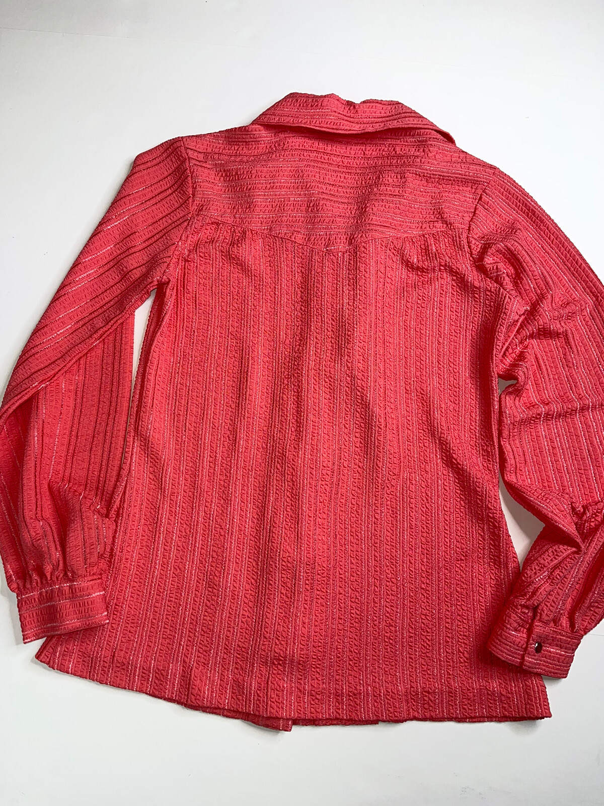 vintage miller western shirt Womens 10 / 32 Coral Polyester Knit Snap