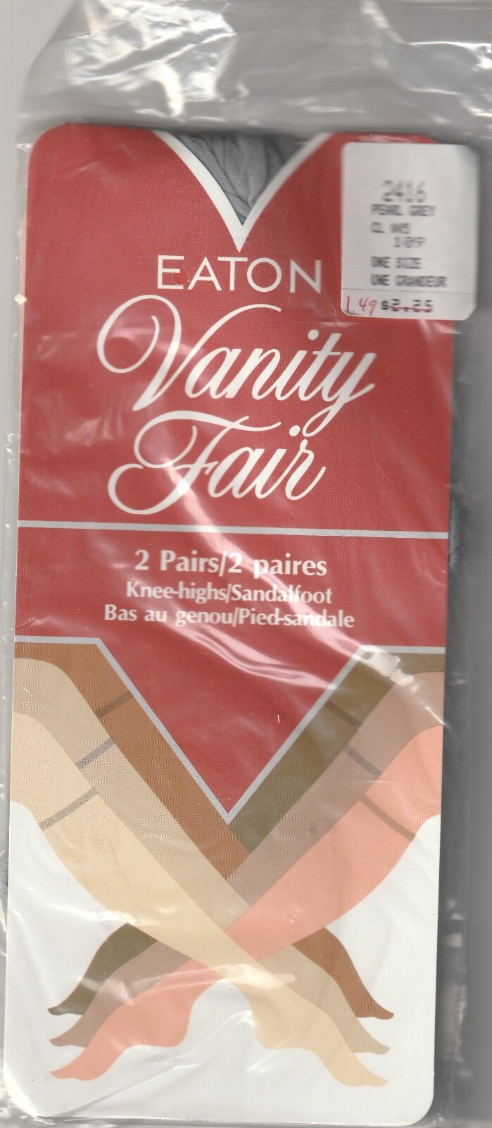Vintage Eaton Vanity Fair Knee High Stockings Sandalfoot 2 Pair Pack 80’s