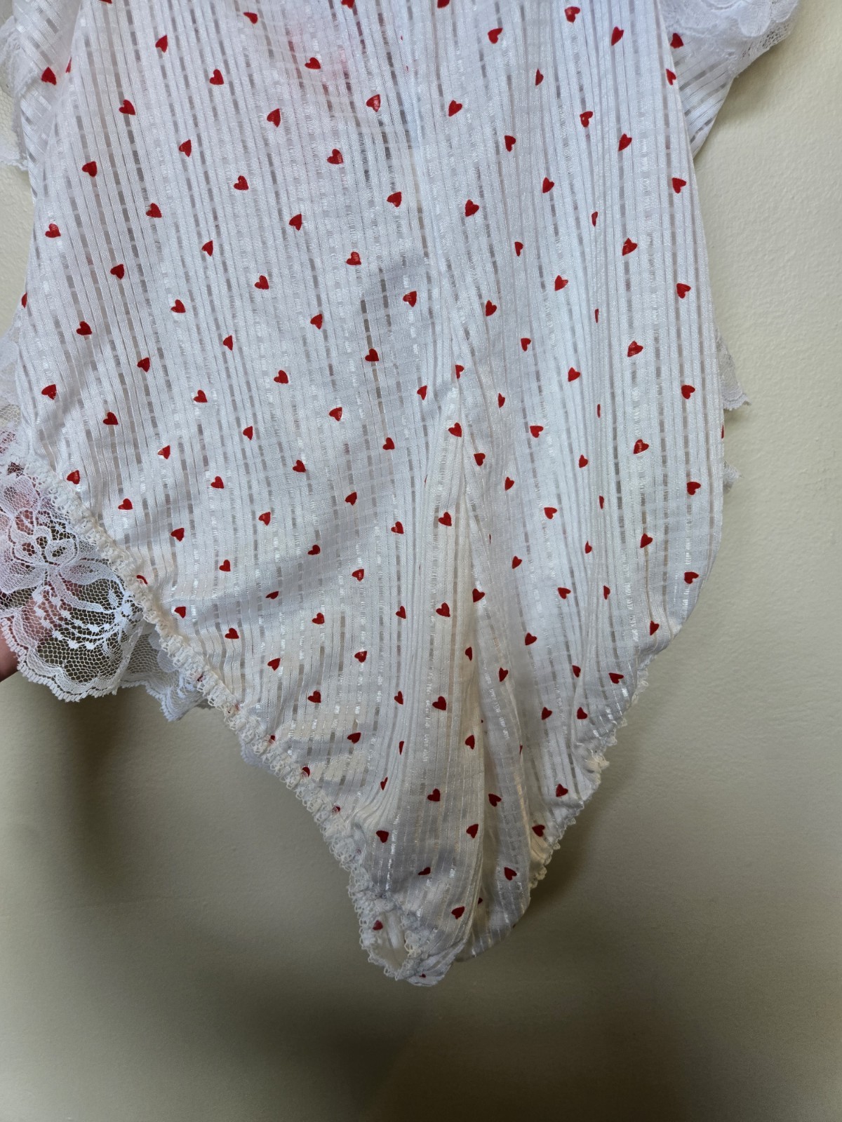 Vintage Alana Gale Teddie Twee Tiny Heart Ruffle Lace Lingerie Sz Mone Piece