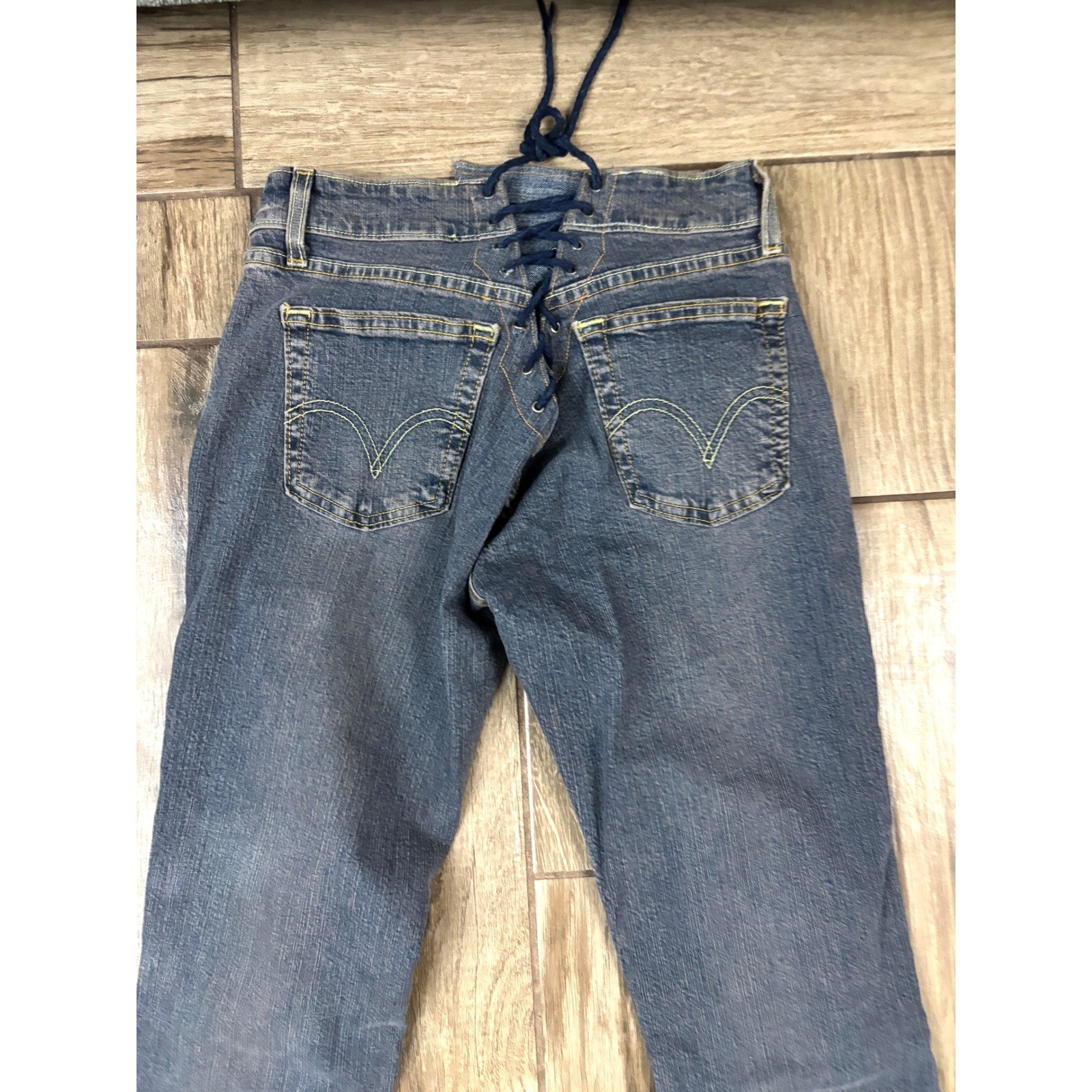 Statement Western Beaded Lace Up Flare Jeans Y2K OOAK Festival Denim
