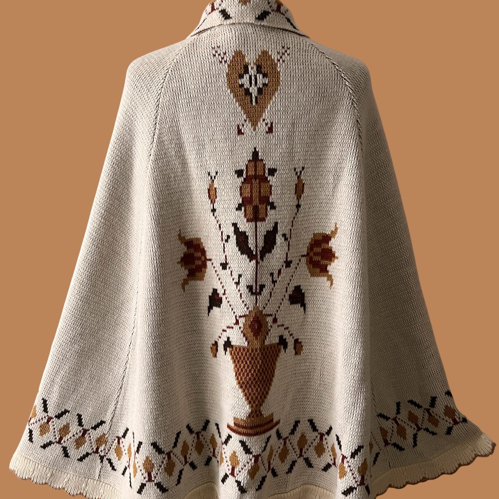 Vintage 70s Nordic Style Sweater Cape : Shawl, 1970s, Poncho, Norwegian, Sweater