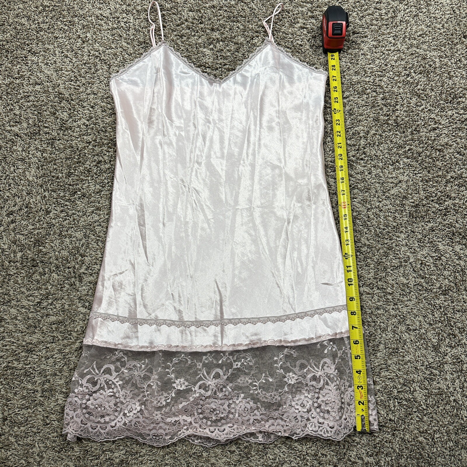 Vtg Lady Cameo Robe & Chemise Nighty Slip Dress Silky Pink Mauve Lace Set Sz L
