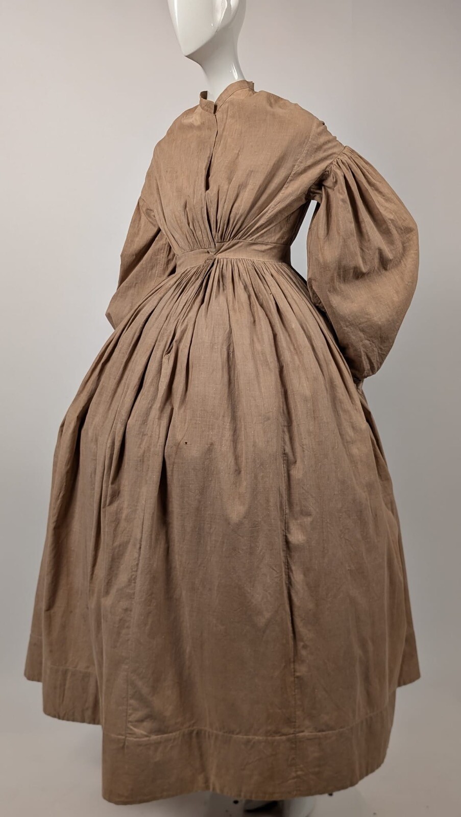 HAND SEWN 1850’S DRESS W MASSIVE BISHOP SLEEVES