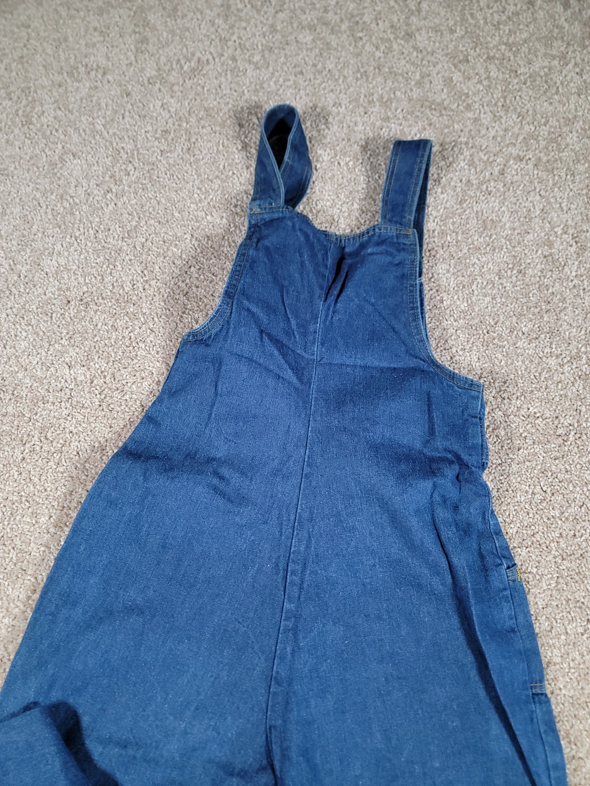 VTG 70s Denim Overalls Jumpsuit Juniors Small Womens Flare Hippy Boho Festival