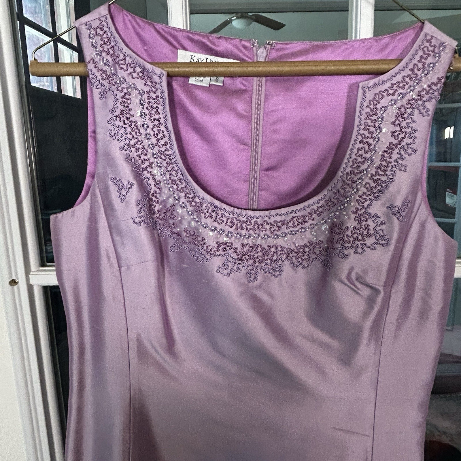 Lillie Rubin X Kay Unger Vintage 1990s 100% Silk Lavender Beaded Dress Jacket 6