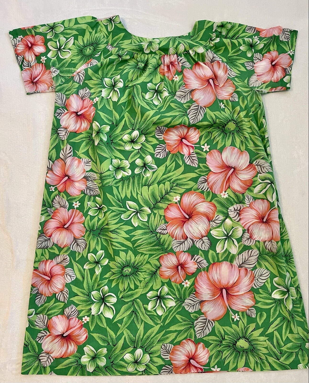 Sears Vintage Floral House Dress/Mumu With Pocket Size M~Green,Pink,White,Orange