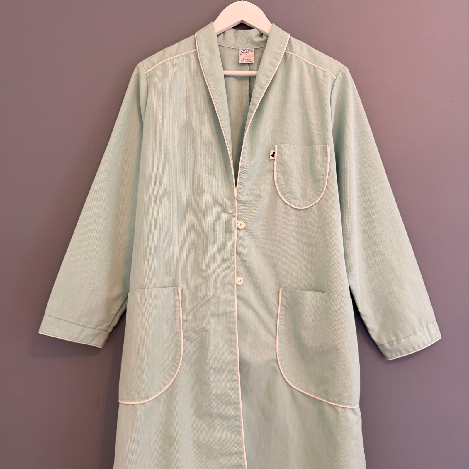 VTG 60s Hopkins Pub Hlth Uniform Green/Wht Pinstripe Actual Pediatricians Coat