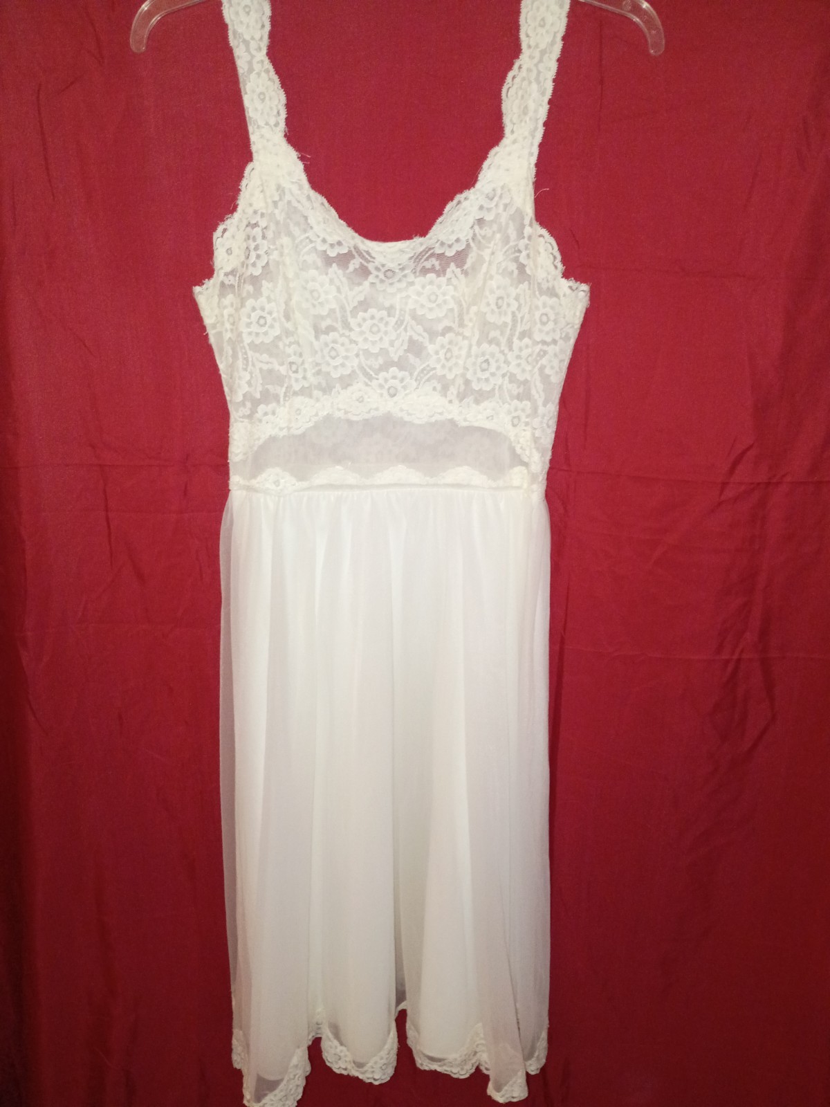 1960s Shadowline White Lace Nightgown Lingerie