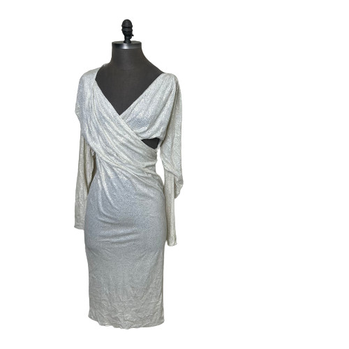 Vintage Moselle Beverly Hills Dress Size 2 Metallic Sparkle Cream Gold