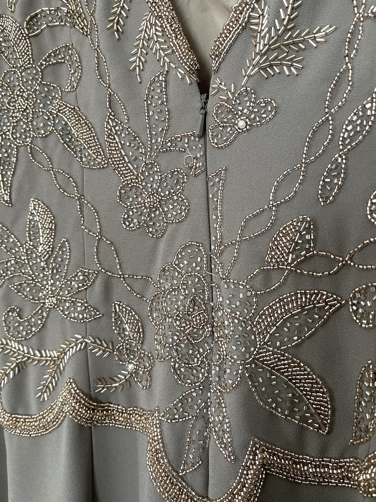 Vintage Taupe Mother Of The Bride Evening Gown Beaded