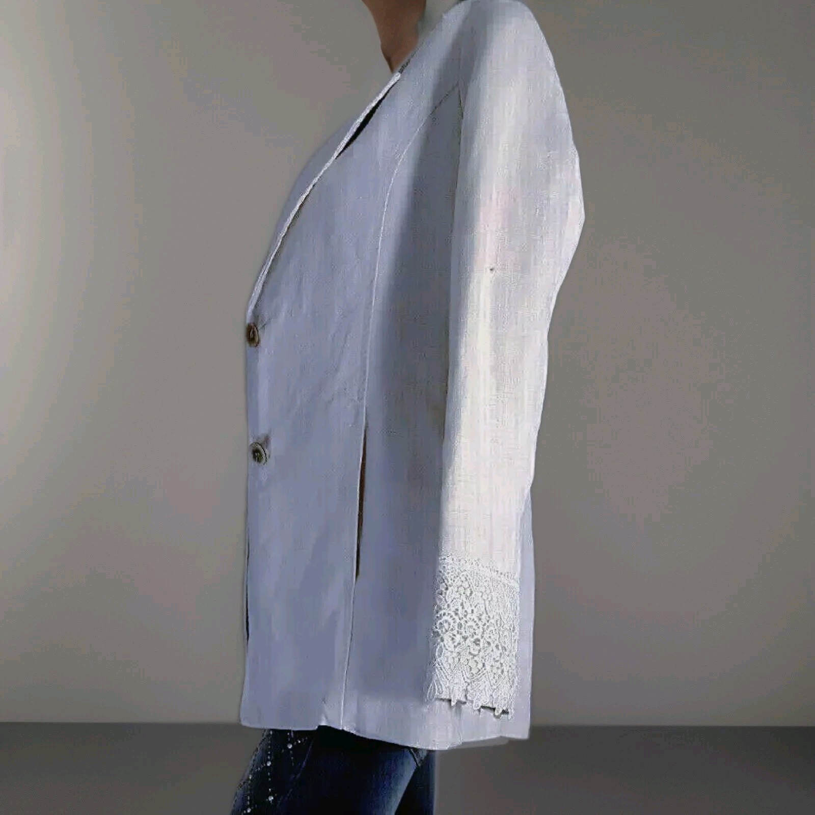 E.D ITALIA vintage woman jacket 100% rubberized linen pure90 „regenerated” sizeS