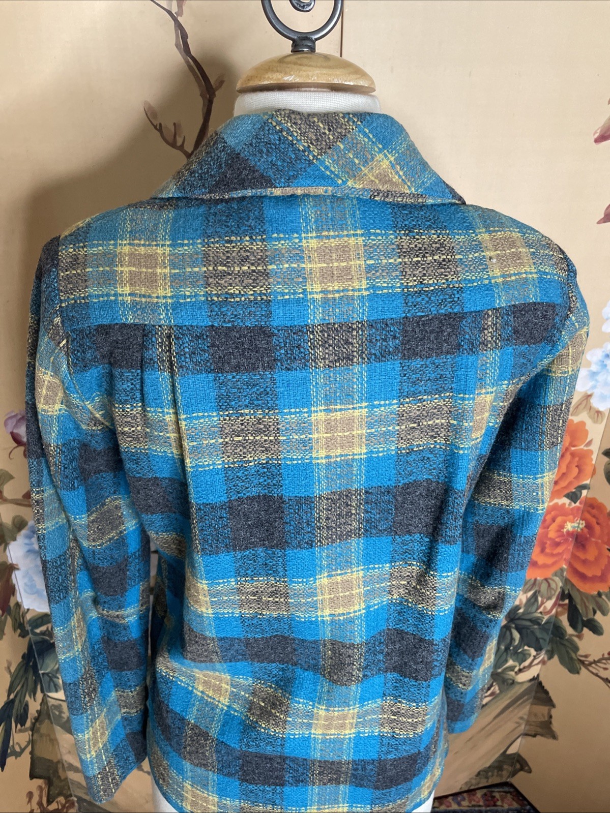 Vintage 1940s Sz S Graff Californiawear Pure Wool Plaid Shirt Jacket Chore Coat
