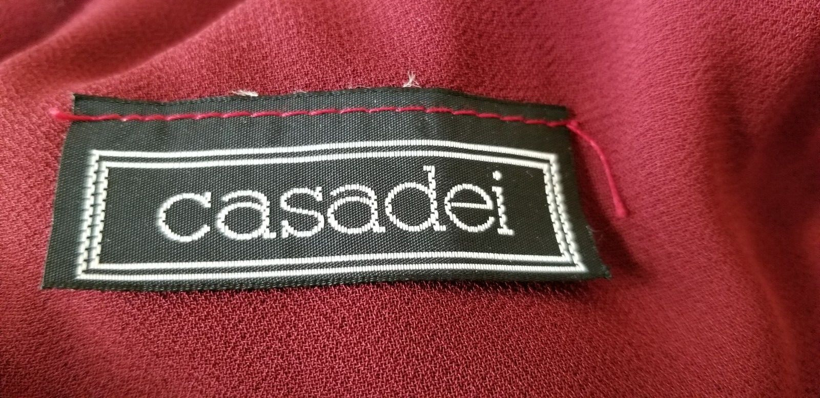 Vintage CASADEI Burgundy Chiffon Wrap Dress w/ Crochet Trim – Size S – EUC