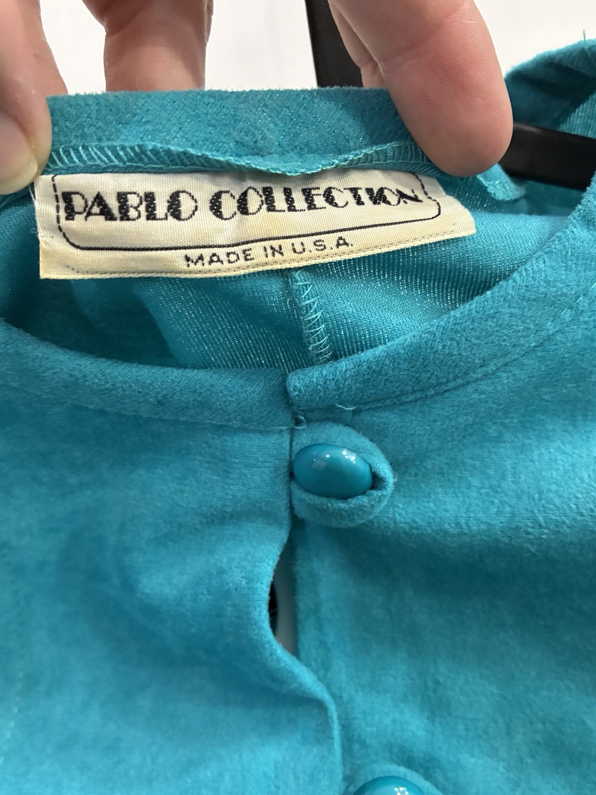 Vintage 80s/90s Pablo Collection Teal Skirt 2 Piece Power Suit Made USA