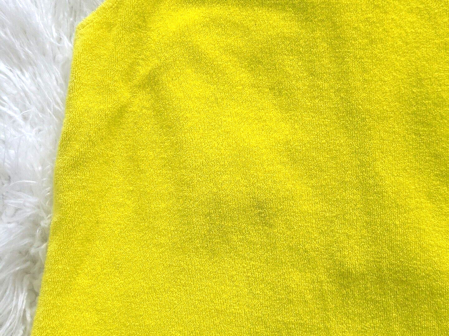 VTG 60s 70s Terry Cloth DeWeese Design Swim Coverup Dress Zip Size L Yellow Mod
