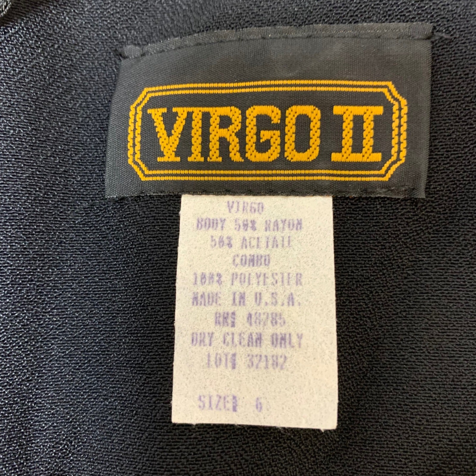 Virgo II Sheath Dress Womens 6 Black Cream Cowl Neck Vintage 90s Made in USA Exc