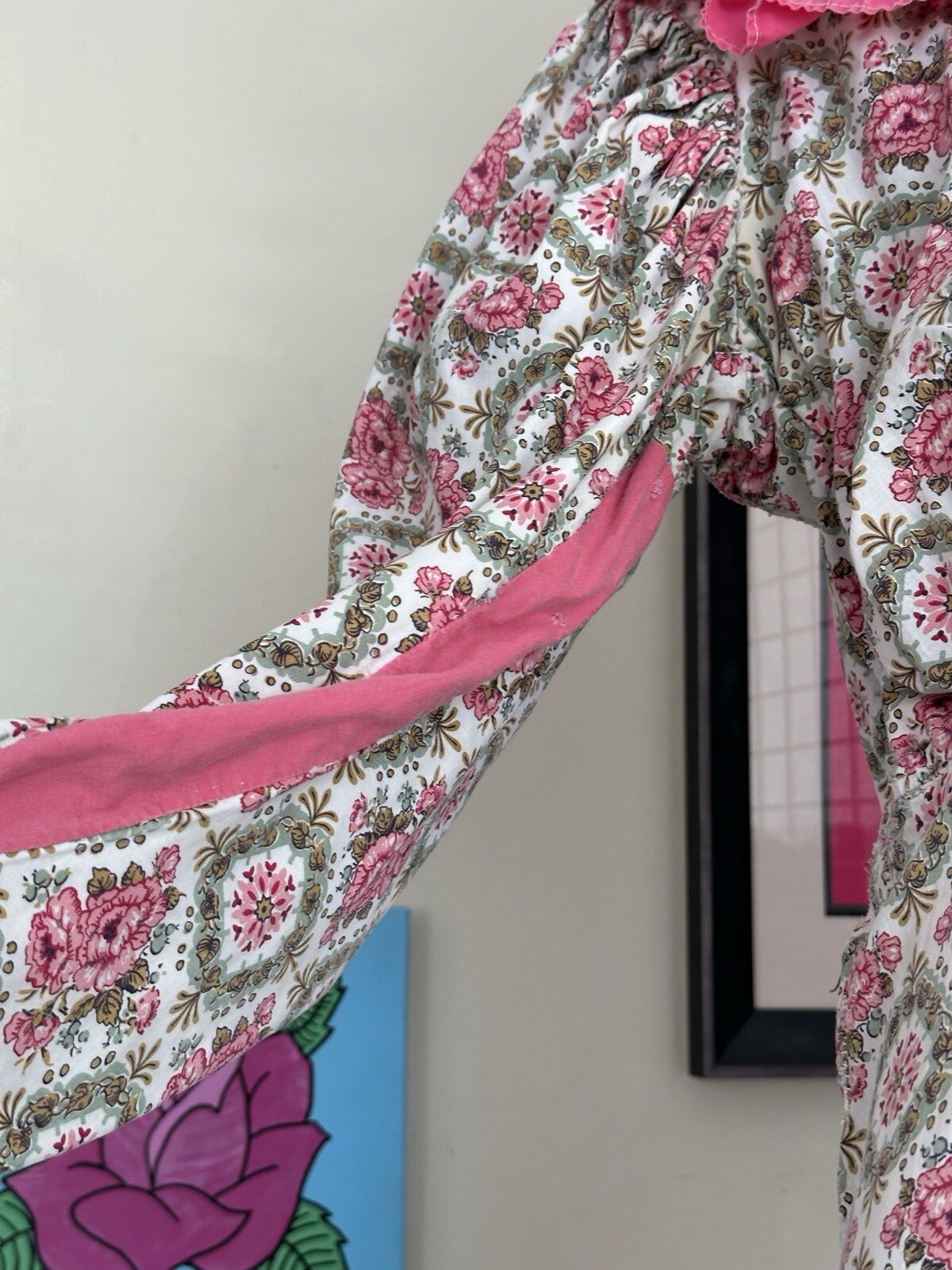 Vintage Theatrical Gown Dress-pink Floral Old World Victorian Style-prairie-M/L