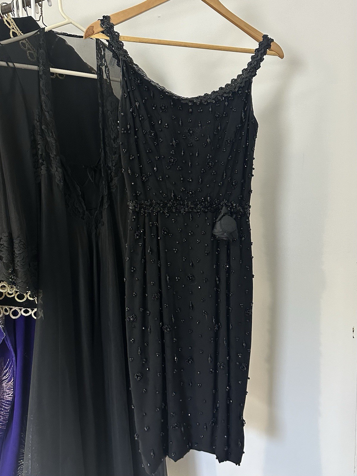 Vintage 50s Mamselle Betty Carol Beaded Wiggled LBD