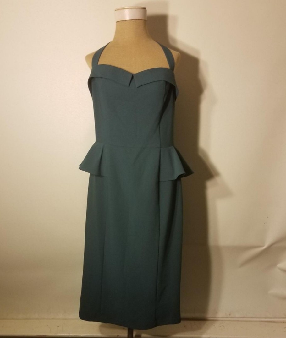 BNWT Stop Staring! Clothing 1950’s Style Dark Green Peplum Halter Dress Size XL