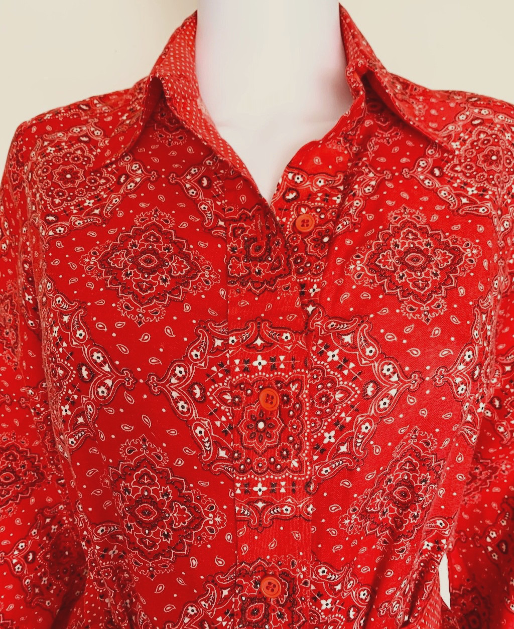 Rare 1970s vintage Geoffrey Beene Bazaar Bandana print Boho Prairie Maxi Dress S