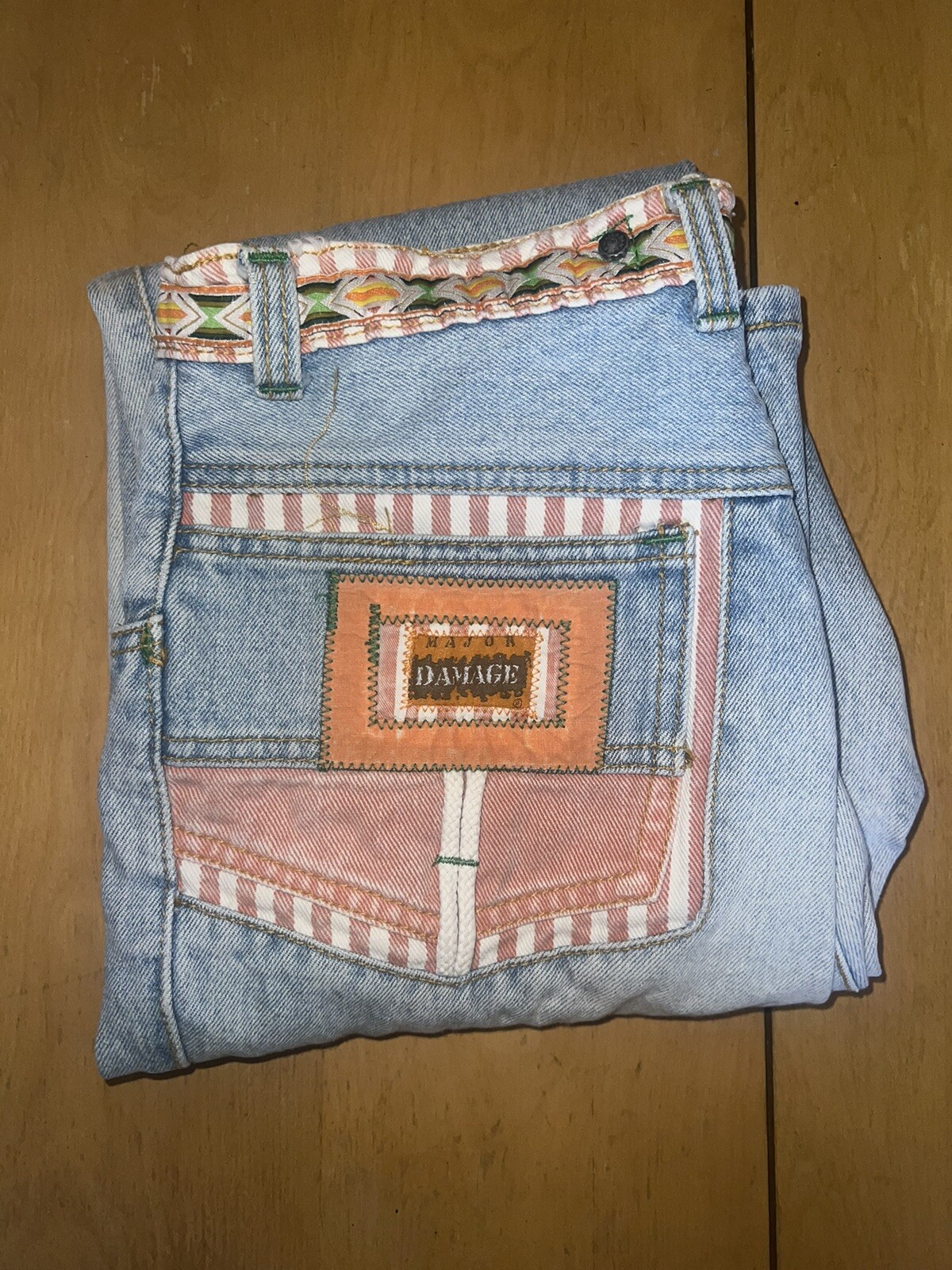 VINTAGE 1990’s HIP HOP MAJOR DAMAGE HIGH WASTED TAPERED JEANS 28 x 30