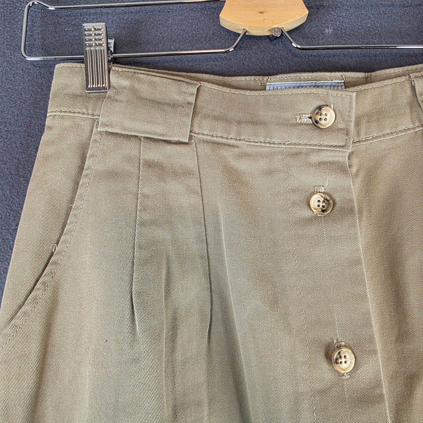 Gotcha Covered Maxi Skirt 30″ Waist Khaki Button Front Pleated Cotton Twill USA