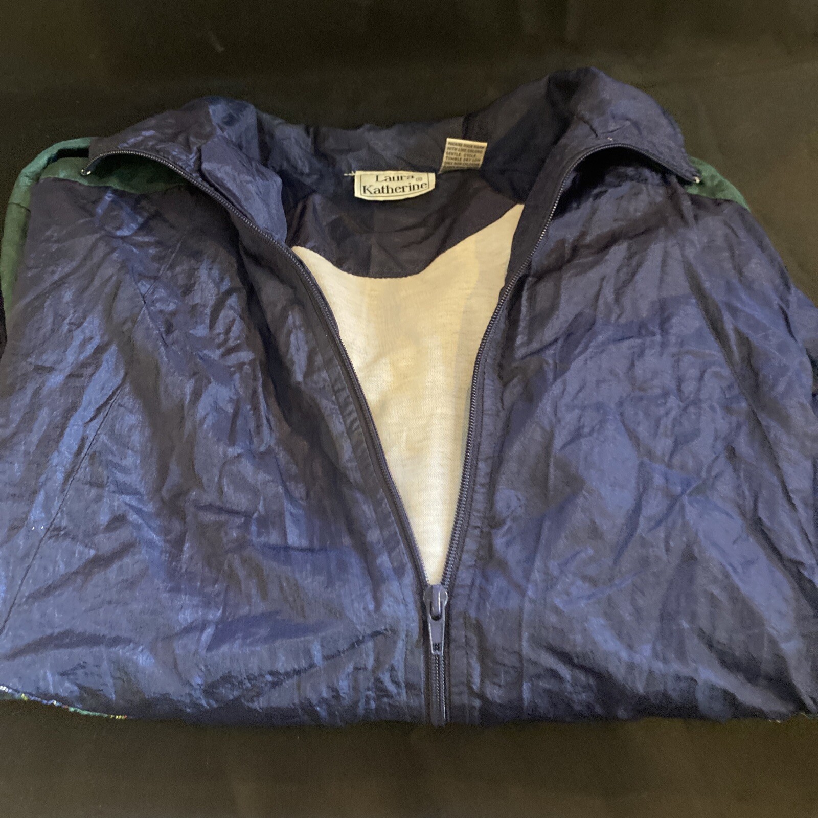 Rare Vintage 90s Laura Katherine Navy Blue And GreenWindbreaker Tracksuit Size M