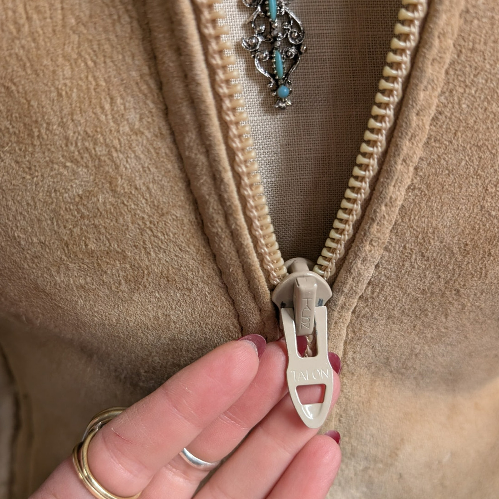 Vintage Tan Suede Shearling Coat Brown Wool Jacket Boho Chic Fur Coat Hood XS