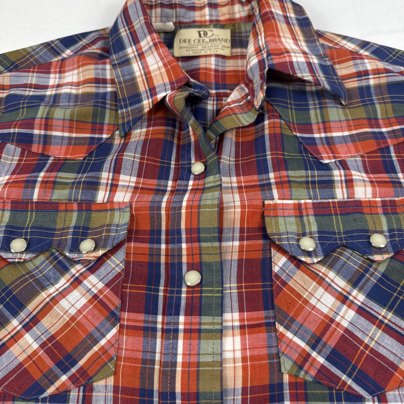 VTG 70s Dee Cee Western Shirt Women’s 36 14 Pearl Snap Sawtooth Rockabilly