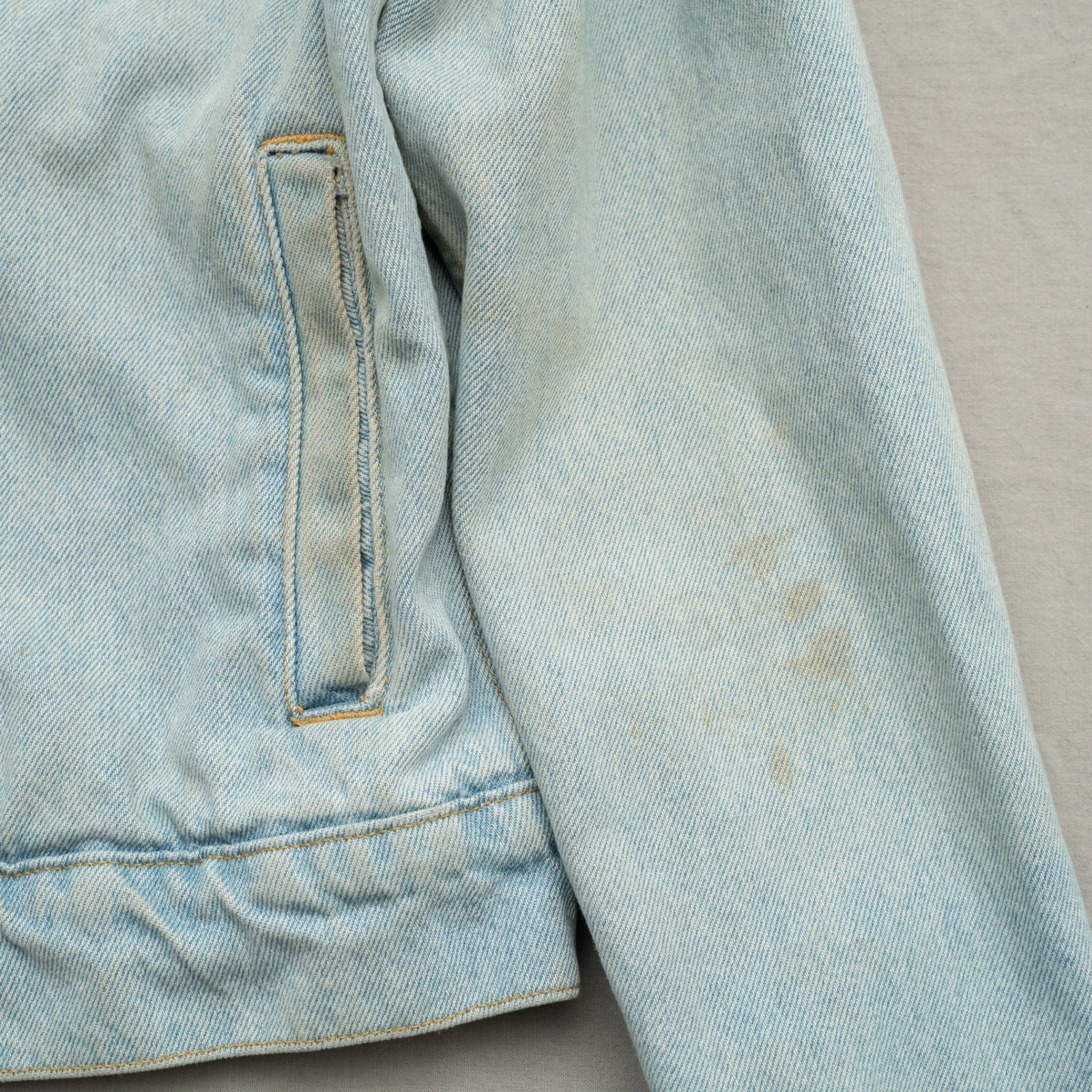 Vintage 90s American Apperel Distressed Lightwash Denim Type 3 Jacket USA Made S