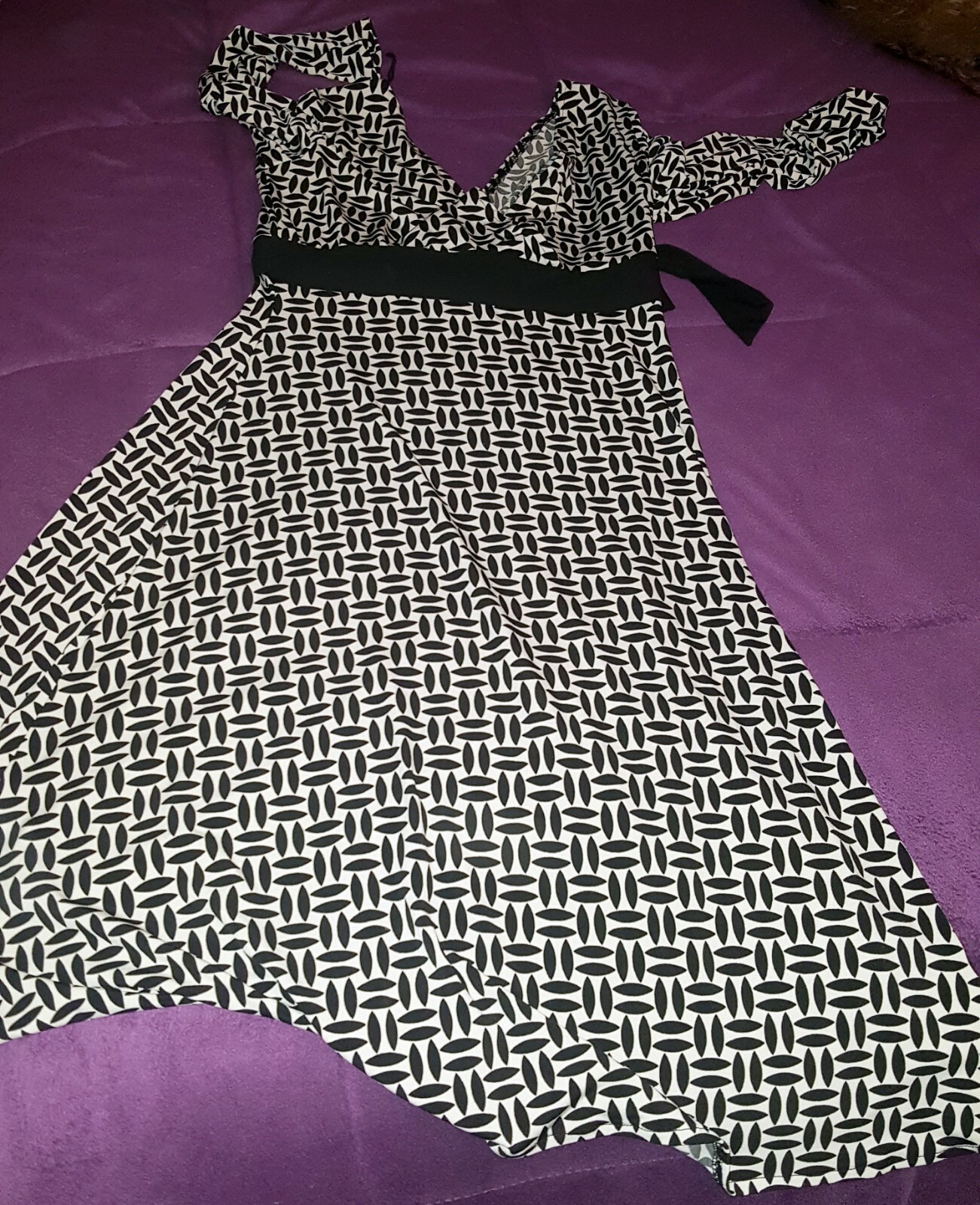 Vintage Maggy L Black and White Summer Dress Size 8