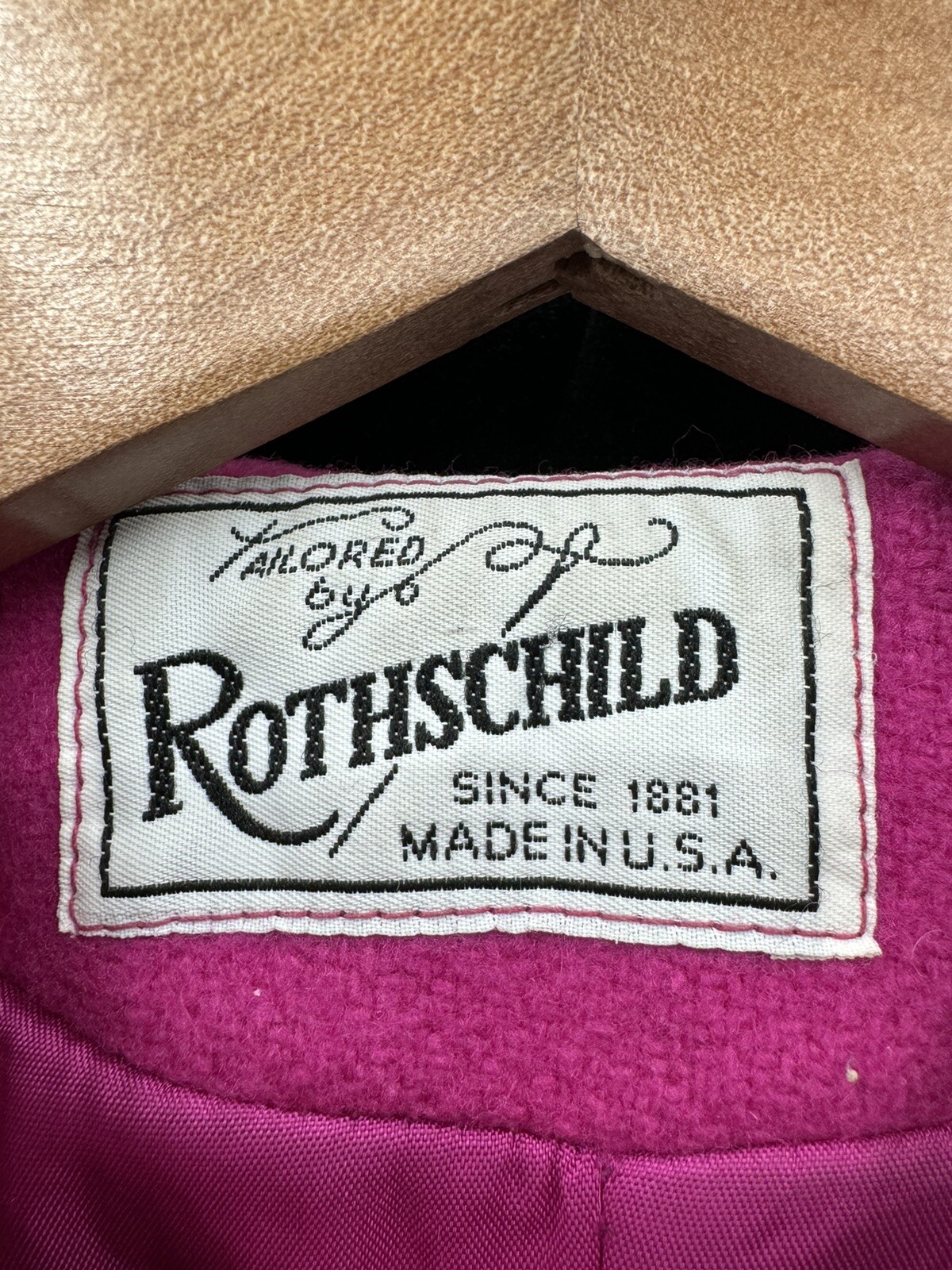 Vintage Rothschild Women’s 12 Pink Wool Black Velvet Pockets See Measurements