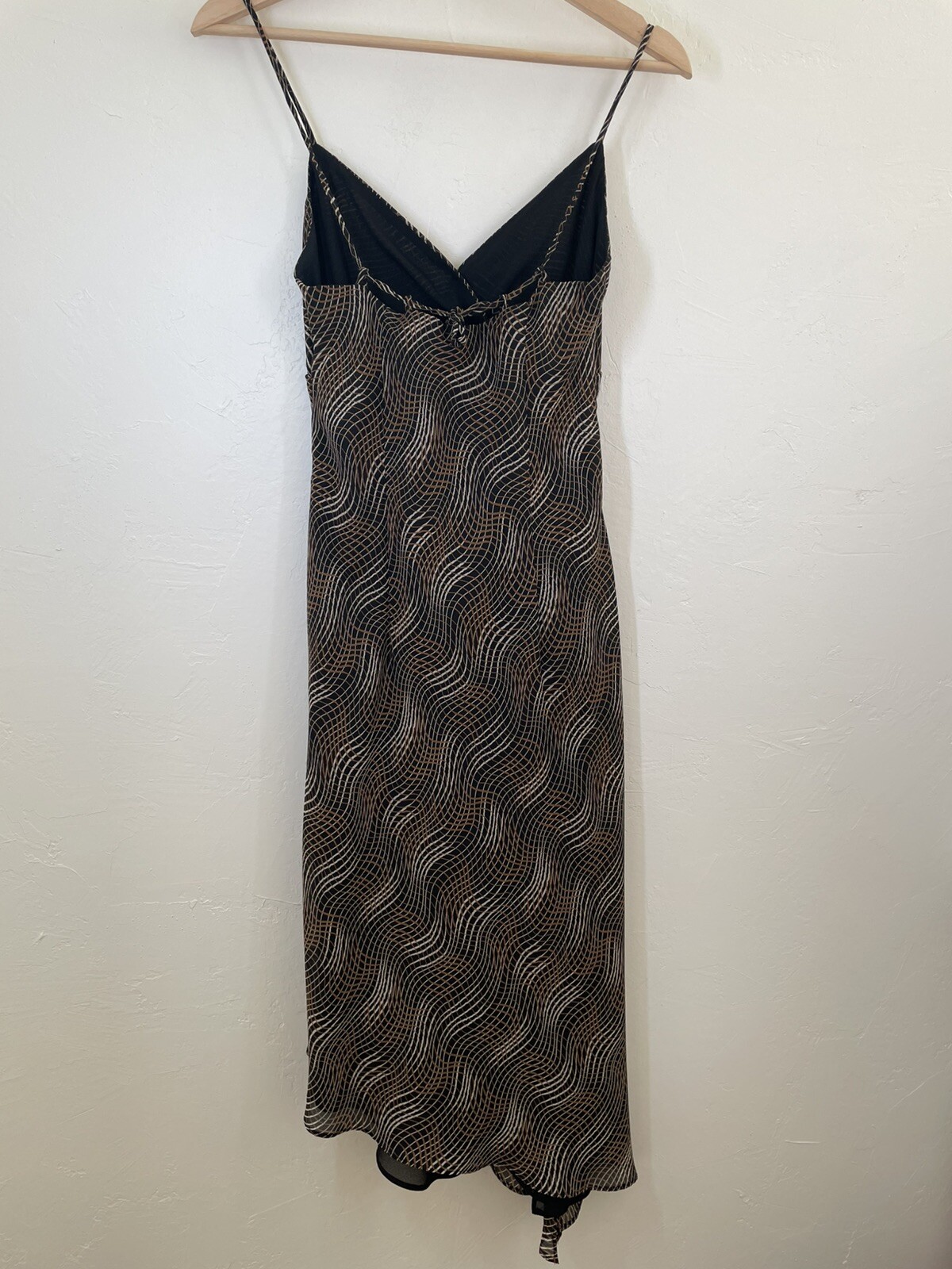 Vintage 90’s Y2K Brown Whimsigoth Fairy Grunge Asymmetrical Hem Slip Dress Sz 4