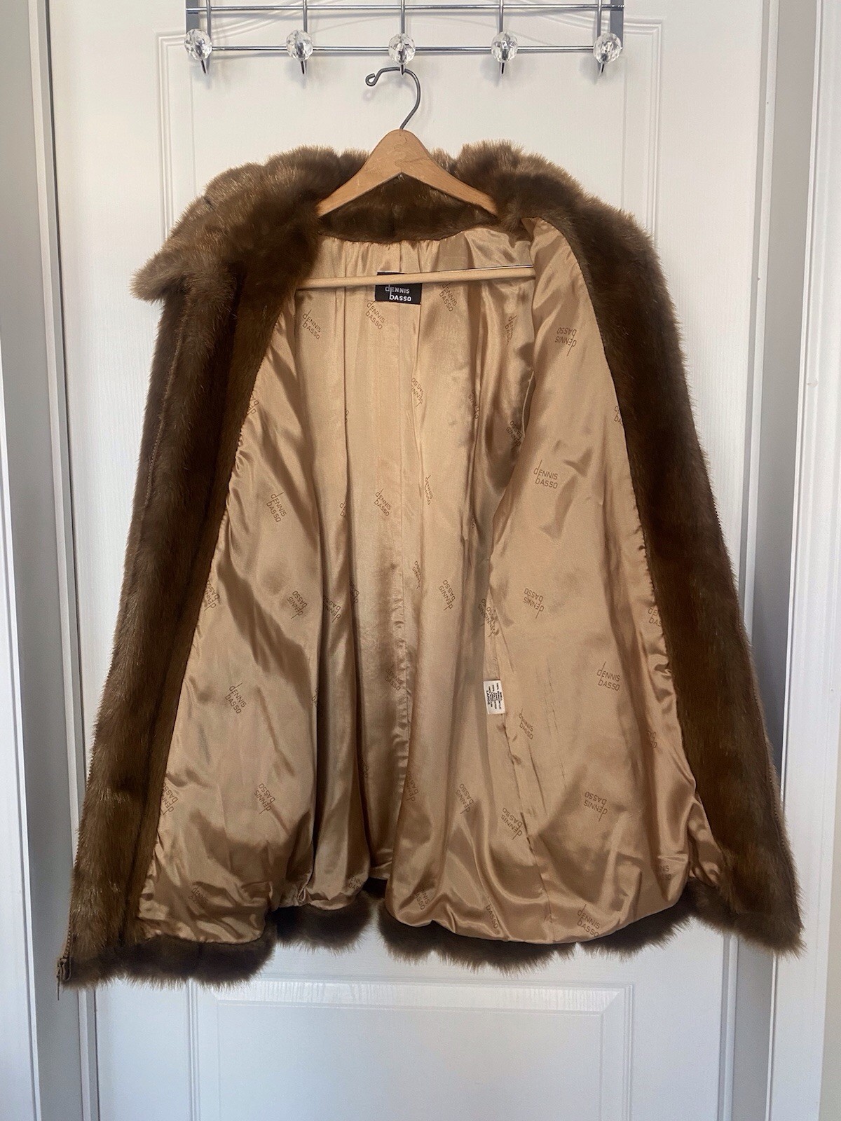 Dennis Basso Pelted Faux Mink Jacket Coat Zip Front – Large