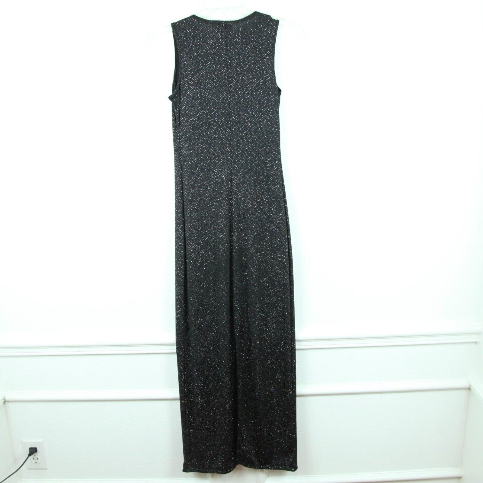 Vintage 90s Y2K Black Maxi Dress Stretch Sparkly Whimsigoth Fairy Grunge 3 4