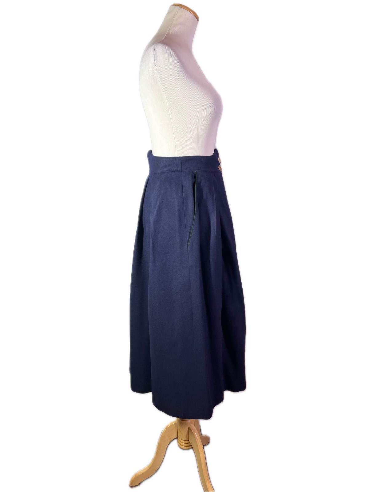 Vintage 80s Admont Size 38 Navy Blue Felt Wool Trachten Skirt