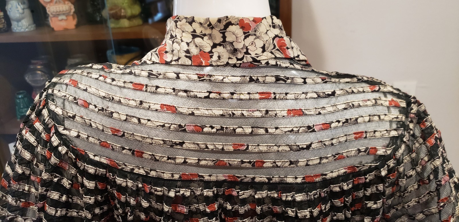 Vintage 1930s Floral Fishnet Caplet Rayon Top Blouse