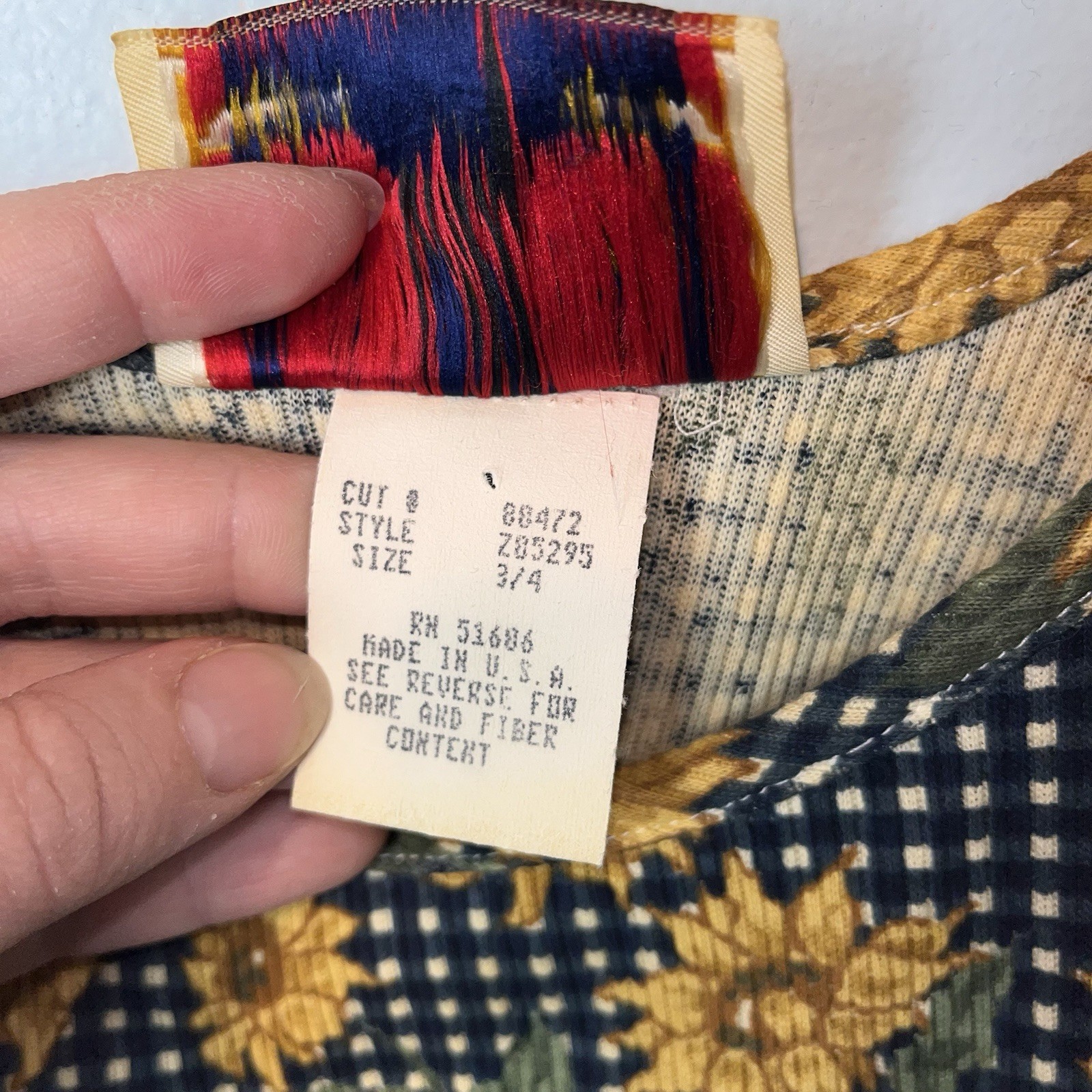 Vintage 90s Tickets Clothing Sunflower Gingham Grunge Dress Navy Cotton 3/4