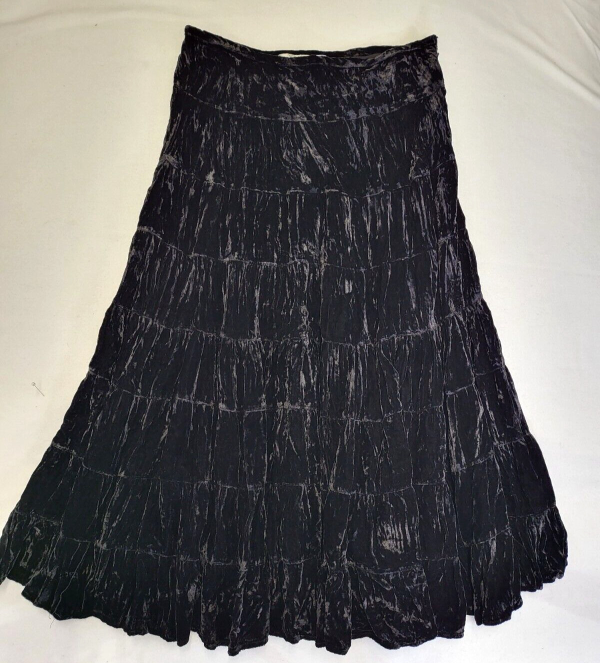 VTG UNIFORM John Paul Richards Black Crushed Velvet Skirt Peasant Boho Medium