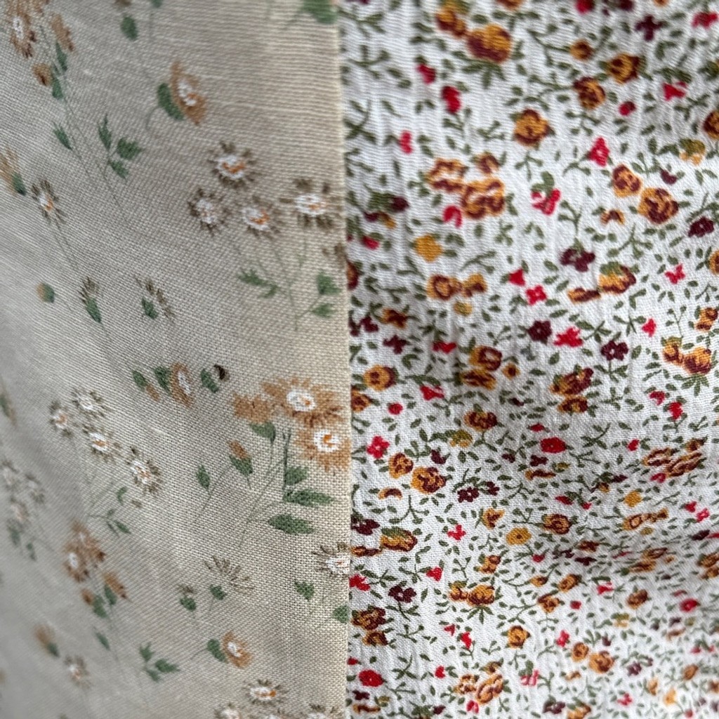 Vintage Olive Branch patchwork lined Floral Patchwork Dress – Cream and White sm