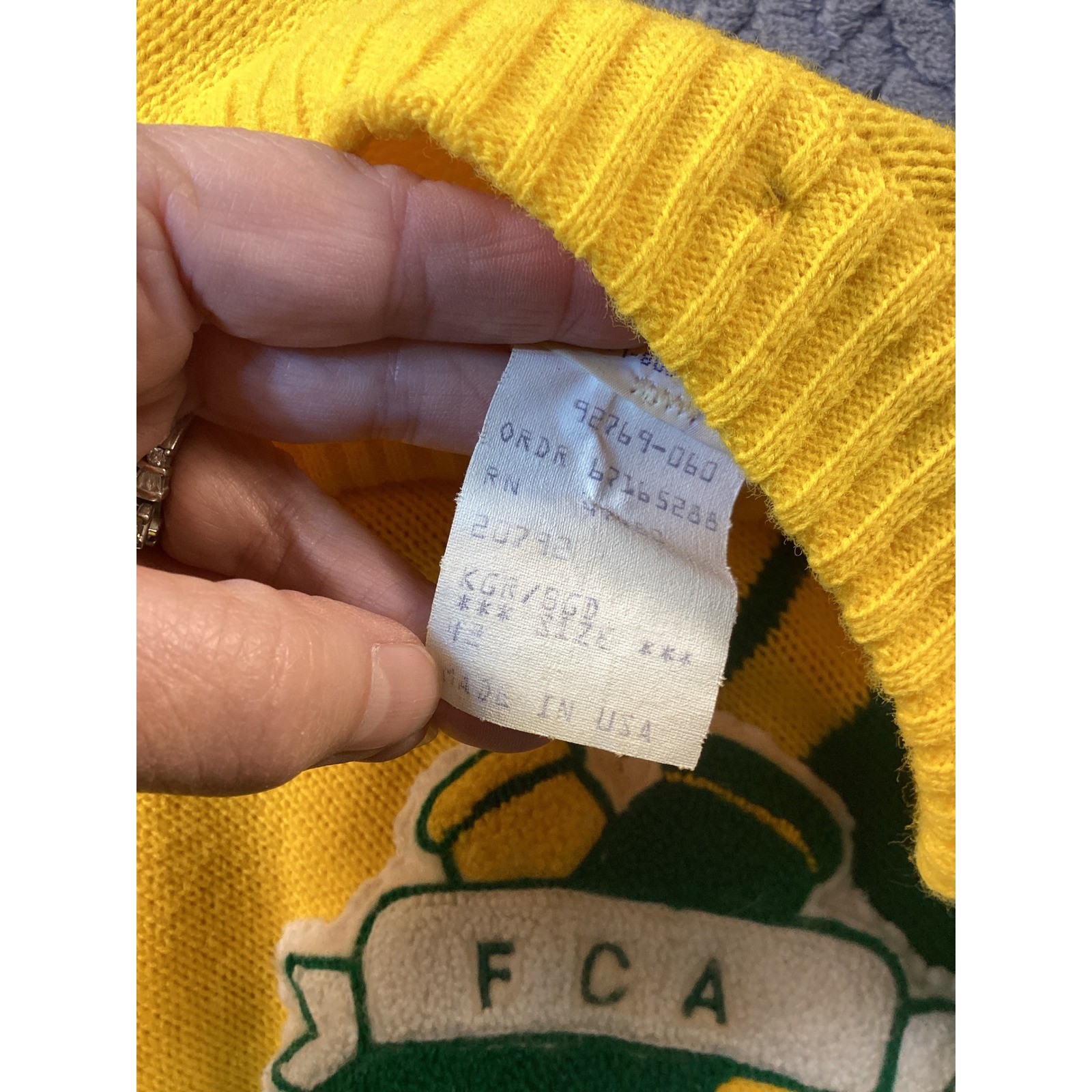 Vintage Cheerleader Supply Co 70’s Green Yellow Colorblock Knit Sweater FCA 42