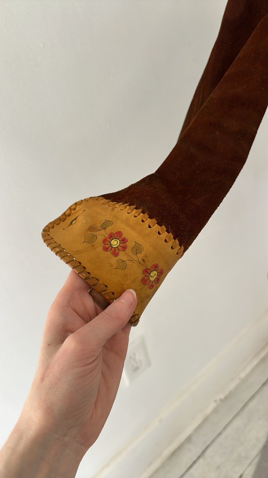 Vintage 70s CHAR Handpainted Hippy Genuine Suede Jacket
