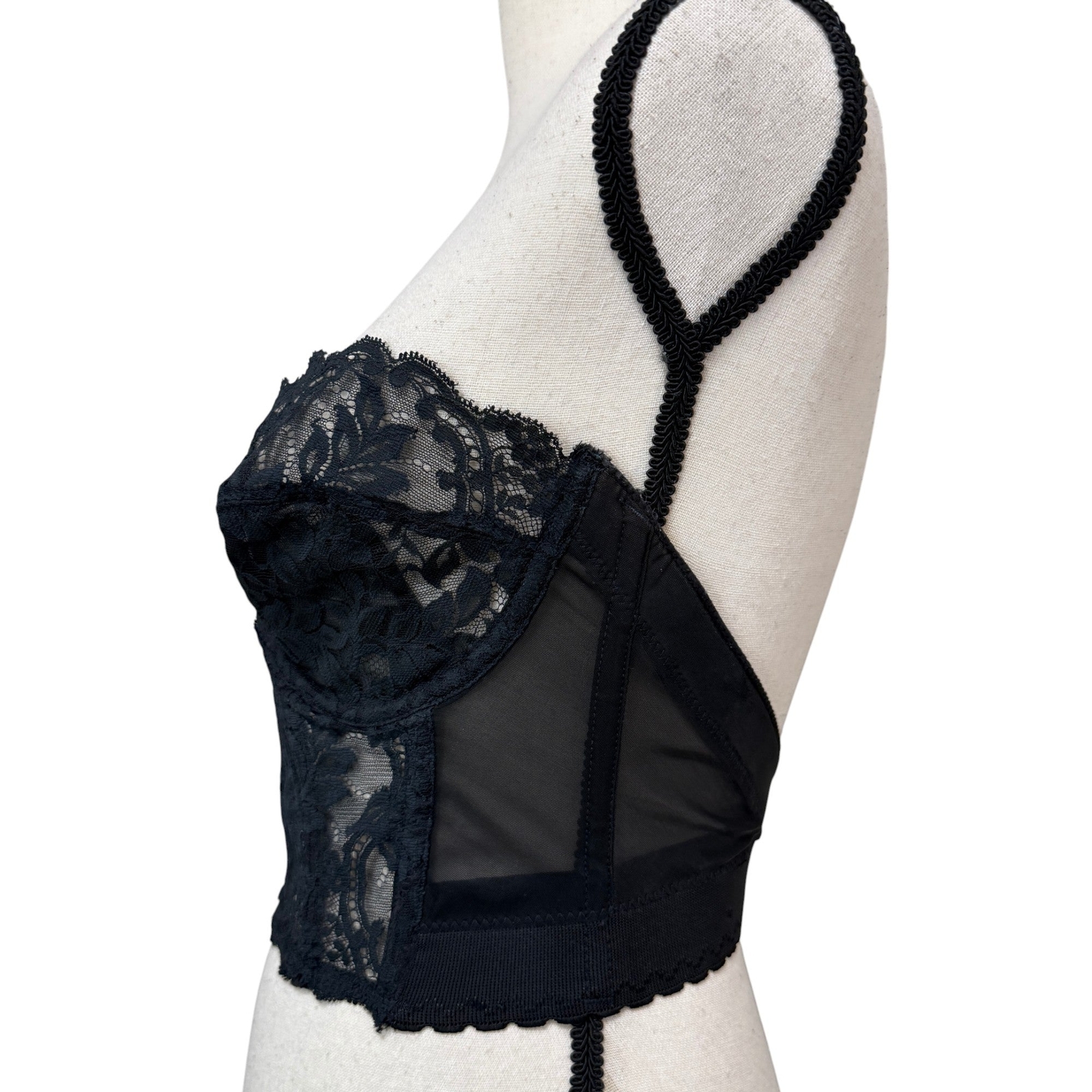 Vintage Fleur de Lace by Smoothie Black Lace Bustier 36Cc
