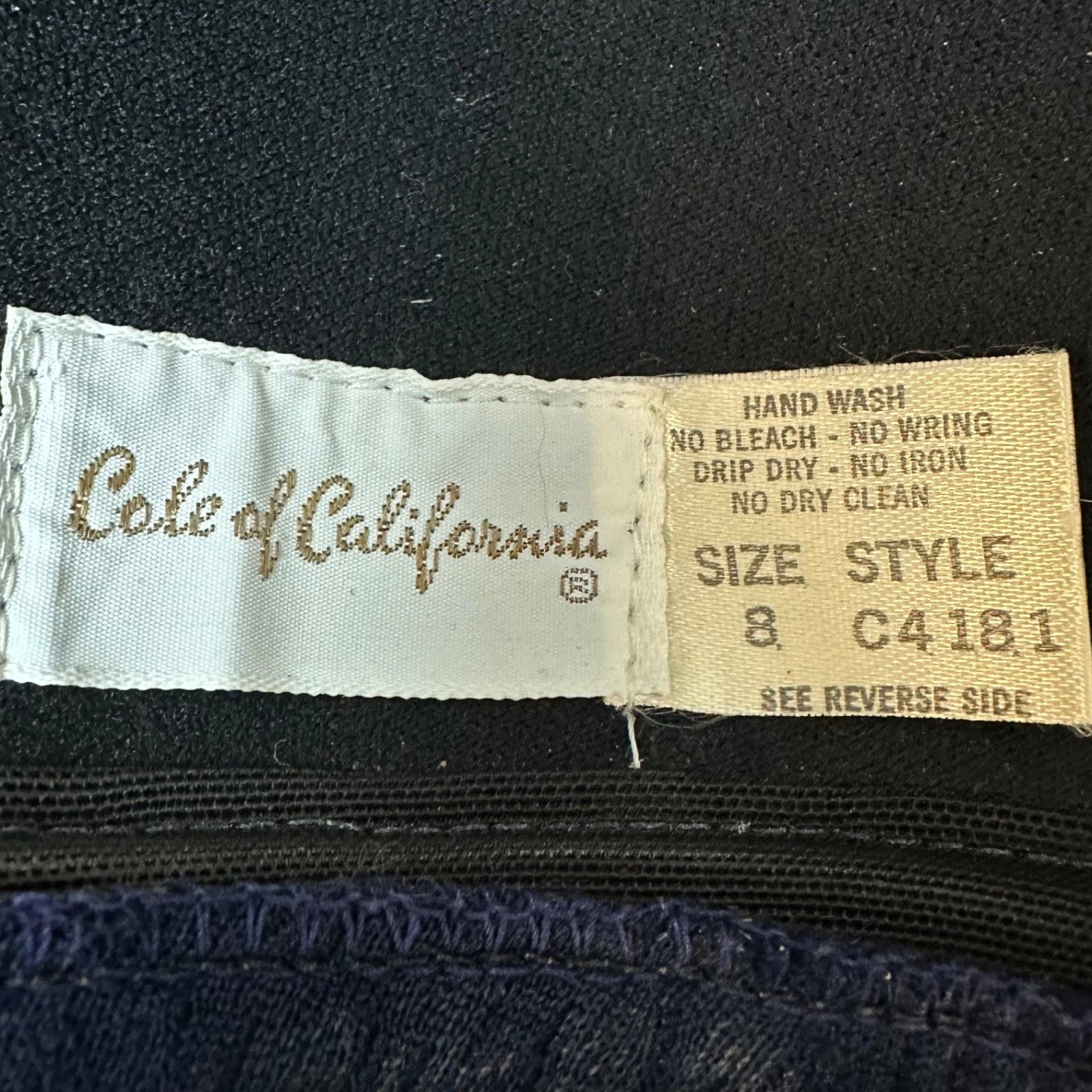 Vintage Cole of California Navy Blue White Trim Two Piece Swimsuit Size 8 C4181