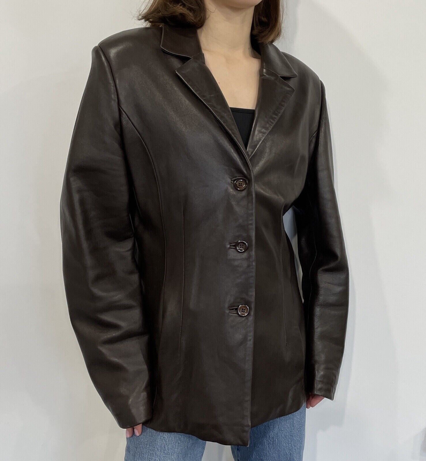 Vintage Versace Classic V2 Leather Brown Blazer Jacket Size 2XL