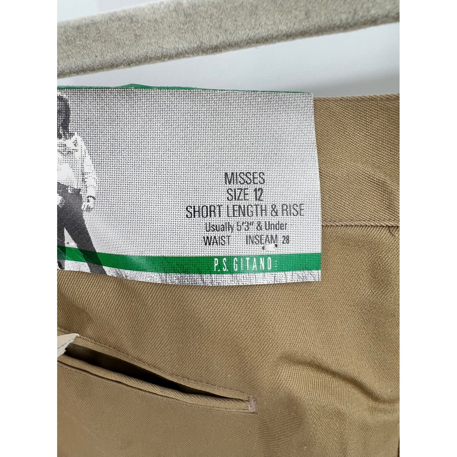 Vintage P.S. Gitano Pleated Trousers Deadstock NWT Khaki Sz 12 Short 90s
