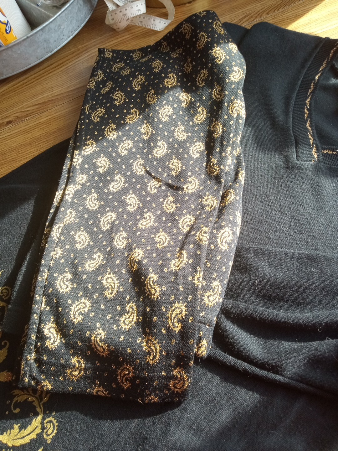 Areo Black and Gold Tunic and Pants Suit M Made In USA Y2K Top Halloween Hippy