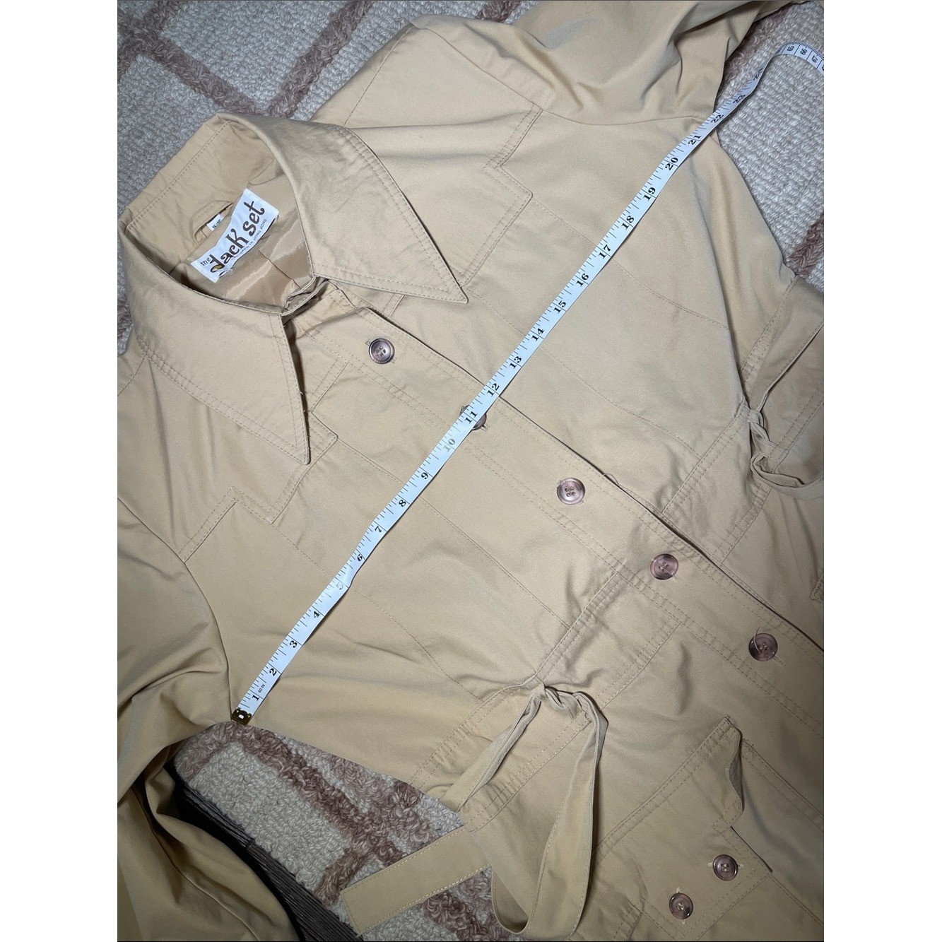 Vintage 70s The Jack Set Single-Breasted Dagger Collar Khaki Beige Belted Trench